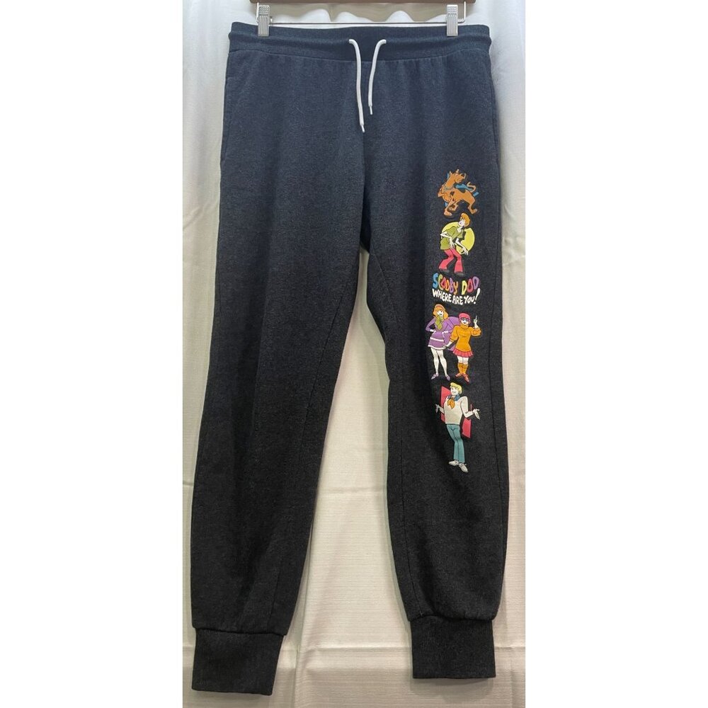 PA7029- Scooby‑Doo Graphic Sweatpants Black Drawstring Joggers Men’s/Women’s L
